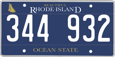 RI license plate 344932