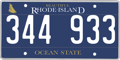 RI license plate 344933