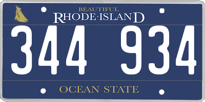 RI license plate 344934