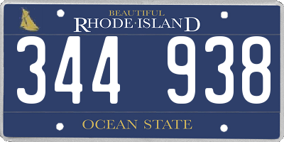 RI license plate 344938
