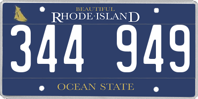 RI license plate 344949