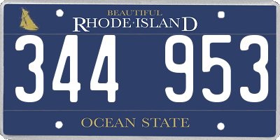 RI license plate 344953