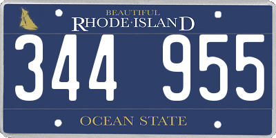 RI license plate 344955