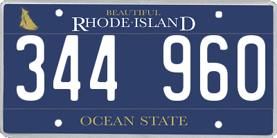 RI license plate 344960