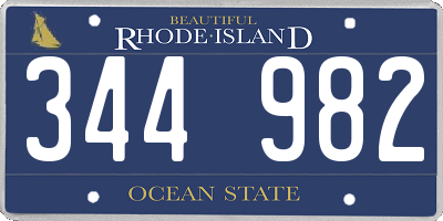 RI license plate 344982