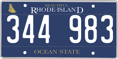 RI license plate 344983