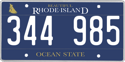 RI license plate 344985
