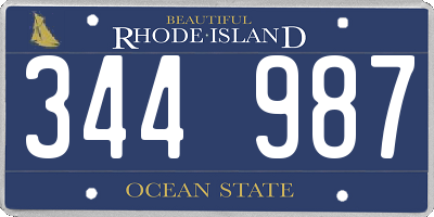 RI license plate 344987