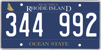 RI license plate 344992