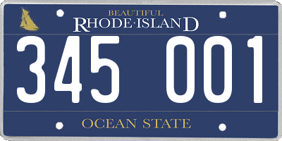 RI license plate 345001