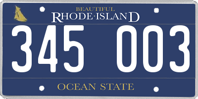 RI license plate 345003