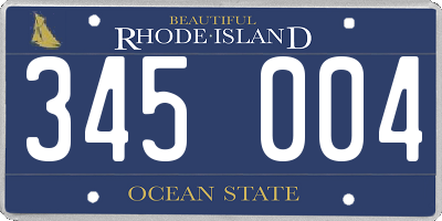 RI license plate 345004