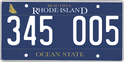 RI license plate 345005