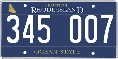 RI license plate 345007