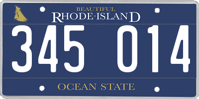 RI license plate 345014