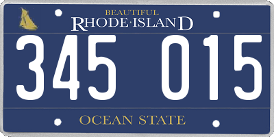 RI license plate 345015