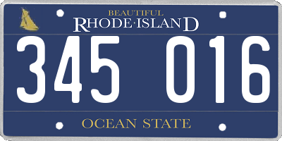 RI license plate 345016