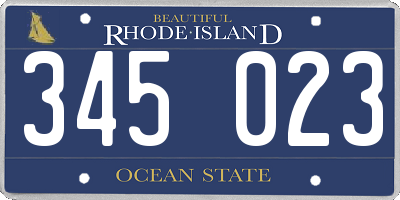 RI license plate 345023