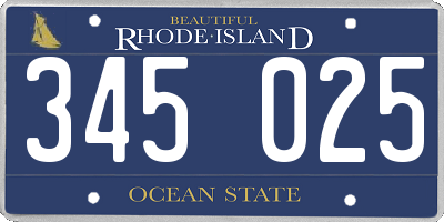 RI license plate 345025