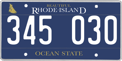 RI license plate 345030