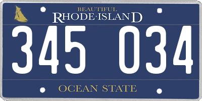 RI license plate 345034