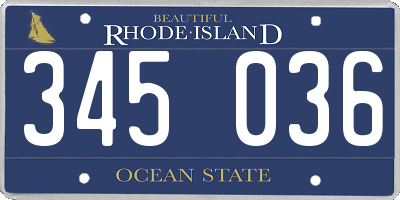 RI license plate 345036
