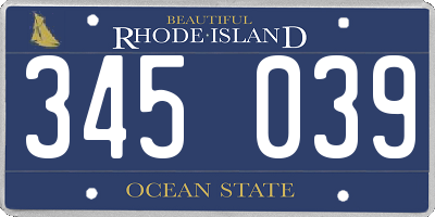 RI license plate 345039