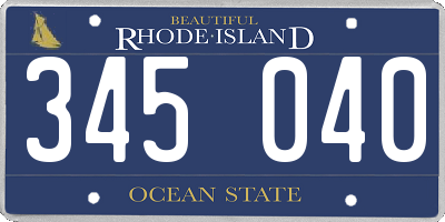 RI license plate 345040
