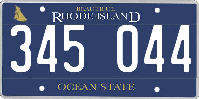RI license plate 345044