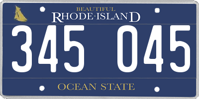 RI license plate 345045