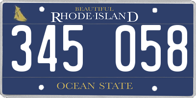RI license plate 345058