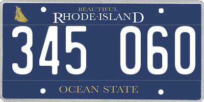 RI license plate 345060