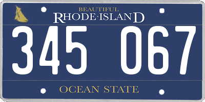RI license plate 345067