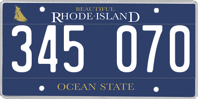 RI license plate 345070