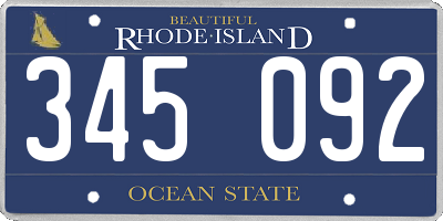 RI license plate 345092