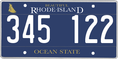 RI license plate 345122