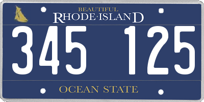RI license plate 345125