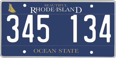 RI license plate 345134