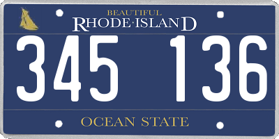 RI license plate 345136