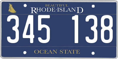 RI license plate 345138