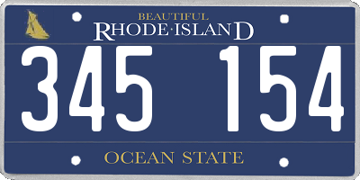 RI license plate 345154