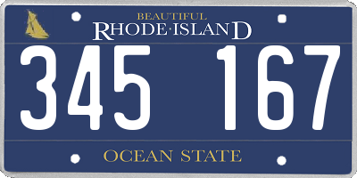 RI license plate 345167
