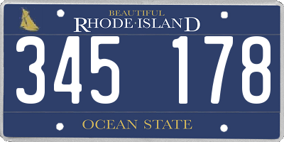 RI license plate 345178