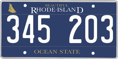 RI license plate 345203