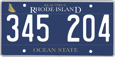 RI license plate 345204