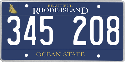 RI license plate 345208