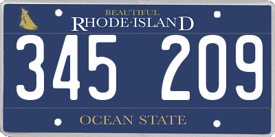 RI license plate 345209