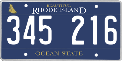 RI license plate 345216