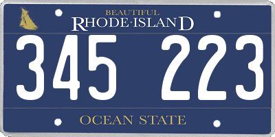 RI license plate 345223