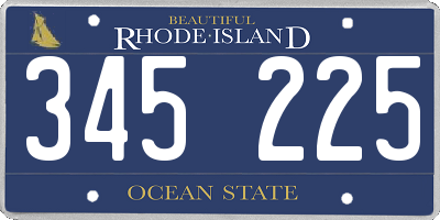 RI license plate 345225